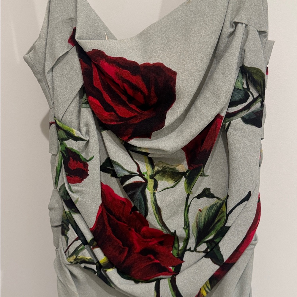 Dolce & Gabbana Floral-Print Ruched Midi Dress size 42 M US size 6 - Picture 5 of 16